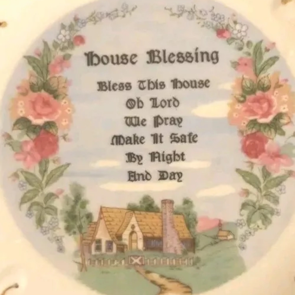House Blessing Plate - Bless This House - 18k Gold Trim - Made in Japan